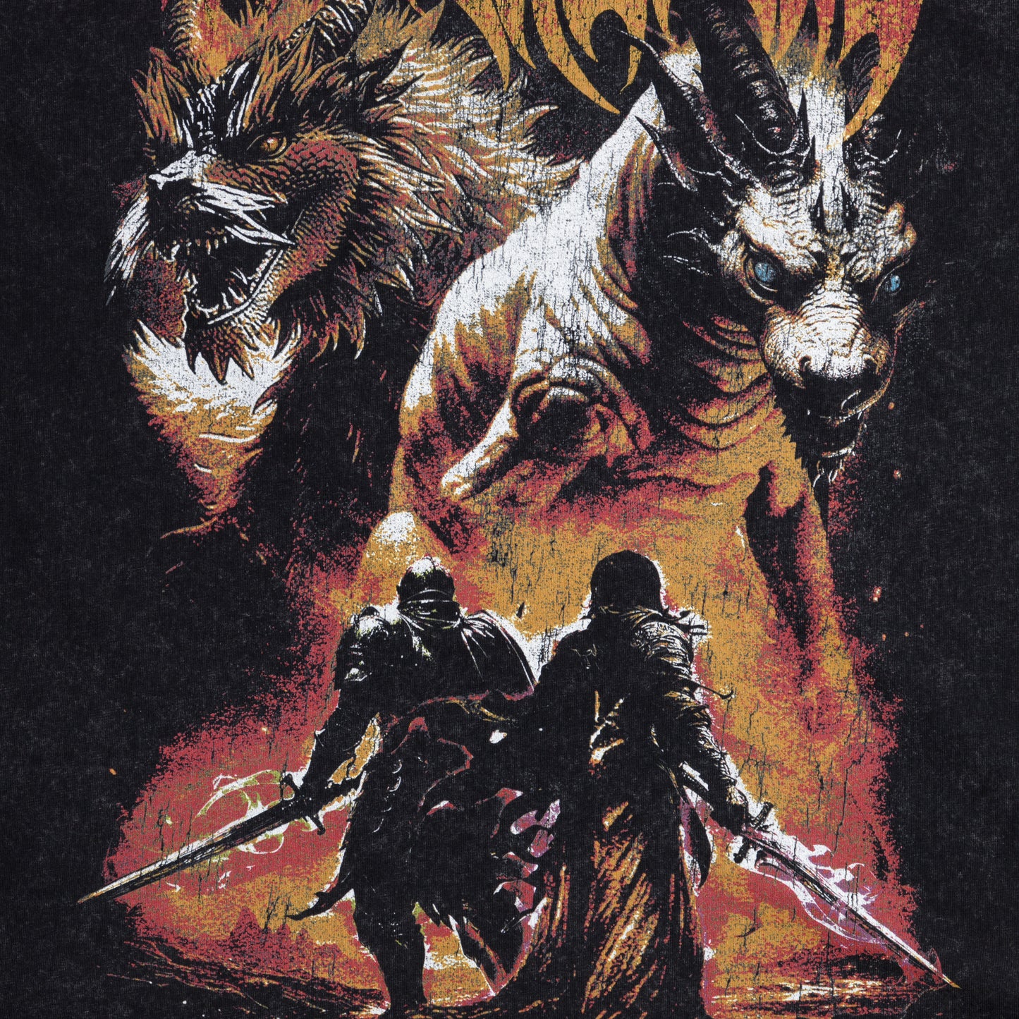 Dragon Duel Oversized Tee - Washed Black
