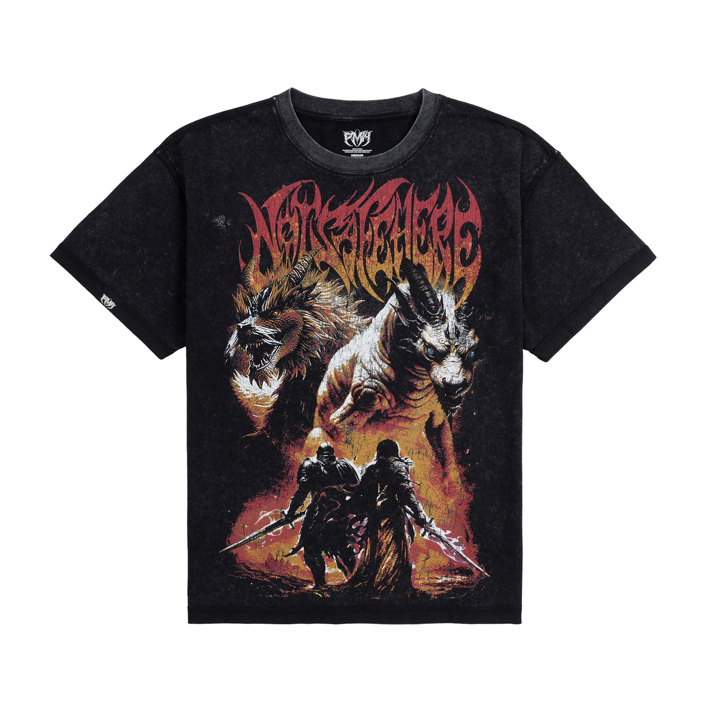 Dragon Duel Oversized Tee - Washed Black