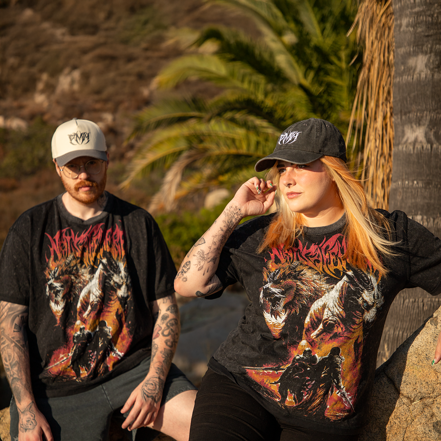 Dragon Duel Oversized Tee - Washed Black