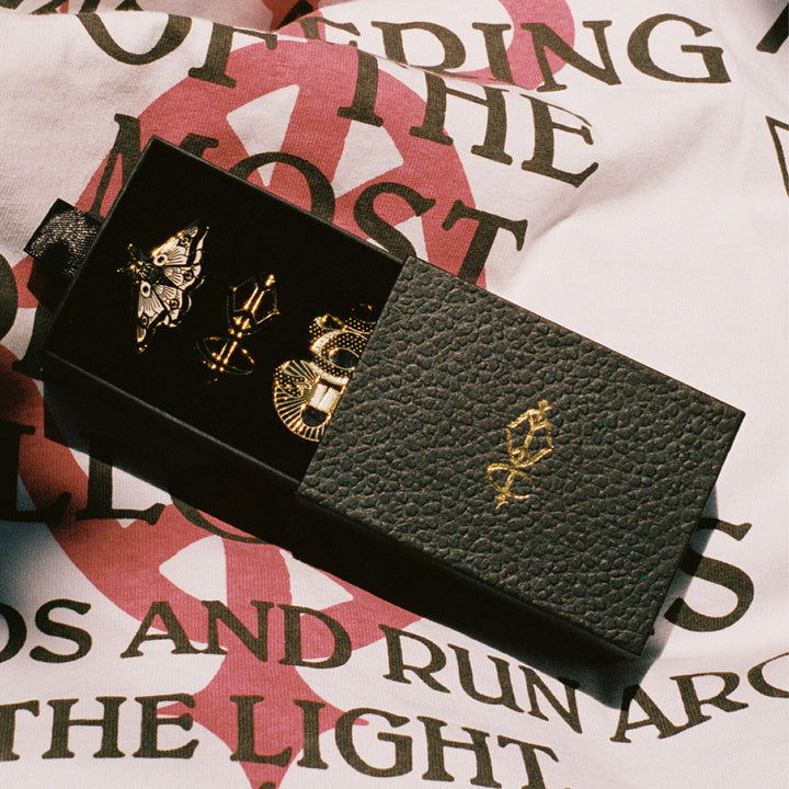 Gilded Enamel Pin Box Set