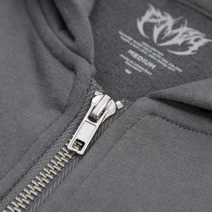 Dragonbind Cropped Zip Hoodie - Grey