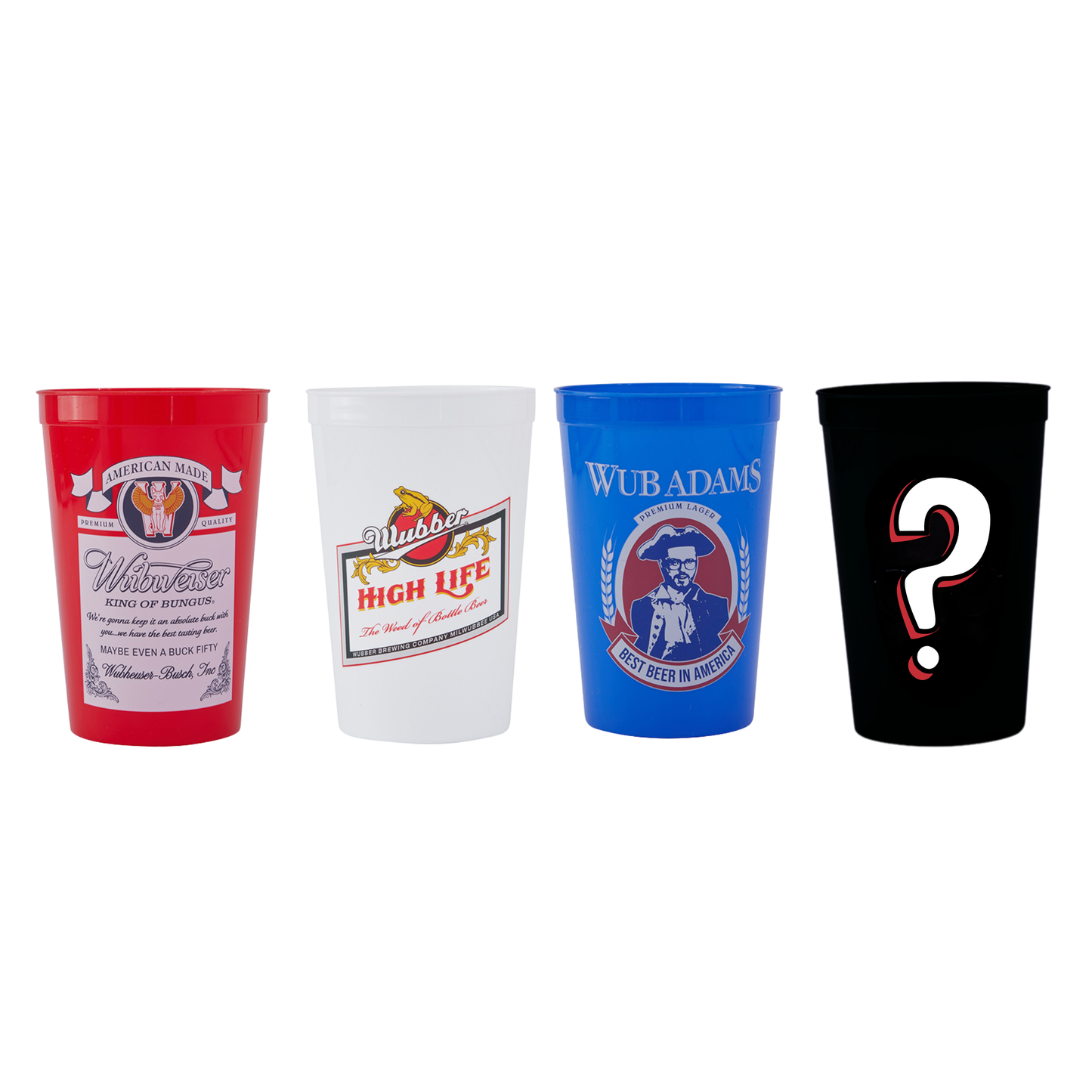 Mystery Beer Cup Set – 4-Pack Plastic Tumblers